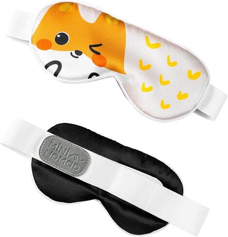 Luxurious Silk Sleep Mask for Baby - Extra Wide Adjustable Velcro Strap, Cute Baby Sleep Aid, Perfect for Kids Sleepover and Travel, Sleep mask Age 4-15. 100% Block Light. (Bunny, XSmall) in Kuwait