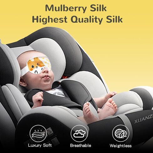 Luxurious Silk Sleep Mask for Baby - Extra Wide Adjustable Velcro Strap, Cute Baby Sleep Aid, Perfect for Kids Sleepover and Travel, Sleep mask Age 4-15. 100% Block Light. (Bunny, XSmall) in Kuwait
