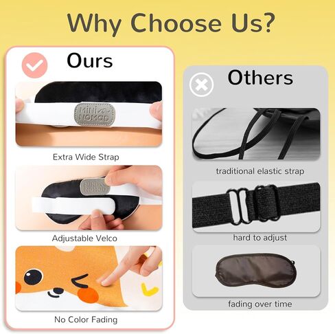 Luxurious Silk Sleep Mask for Baby - Extra Wide Adjustable Velcro Strap, Cute Baby Sleep Aid, Perfect for Kids Sleepover and Travel, Sleep mask Age 4-15. 100% Block Light. (Bunny, XSmall) in Kuwait