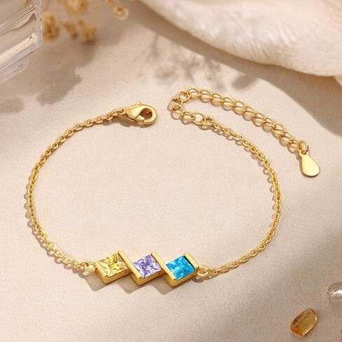 Personalized Infinity Heart Bracelet for Wowen with Birthstones, 18K Gold Names Bracelets, Gift for Women Girls, Mother’s Day, Birthday, Custom Engraved Family Jewelry for Mom, Wife, Grandma in Saudi Arabia