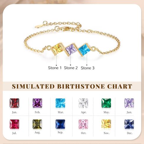 Personalized Infinity Heart Bracelet for Wowen with Birthstones, 18K Gold Names Bracelets, Gift for Women Girls, Mother’s Day, Birthday, Custom Engraved Family Jewelry for Mom, Wife, Grandma in Saudi Arabia