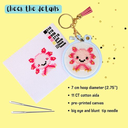 Cross Stitch Kit For Beginner's. Stamped Cross Stitch Kits for Kids. Needlepoint Kits for Beginners. Embroidery Kit for Kids. Backpack Charms. Easy Cross Stitching Embroidery Needlework Kit Supplies. in Saudi Arabia