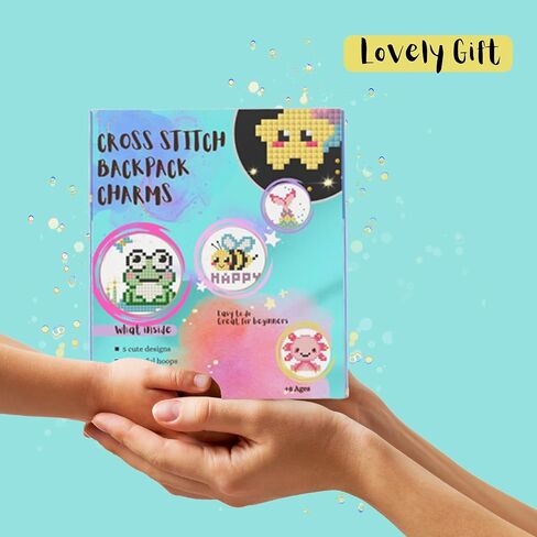 Cross Stitch Kit For Beginner's. Stamped Cross Stitch Kits for Kids. Needlepoint Kits for Beginners. Embroidery Kit for Kids. Backpack Charms. Easy Cross Stitching Embroidery Needlework Kit Supplies. in Saudi Arabia