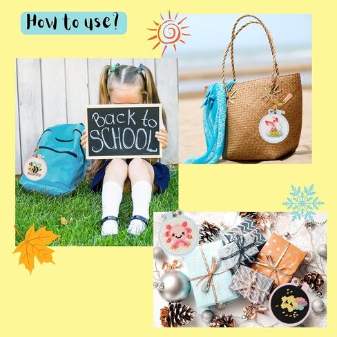 Cross Stitch Kit For Beginner's. Stamped Cross Stitch Kits for Kids. Needlepoint Kits for Beginners. Embroidery Kit for Kids. Backpack Charms. Easy Cross Stitching Embroidery Needlework Kit Supplies. in Saudi Arabia