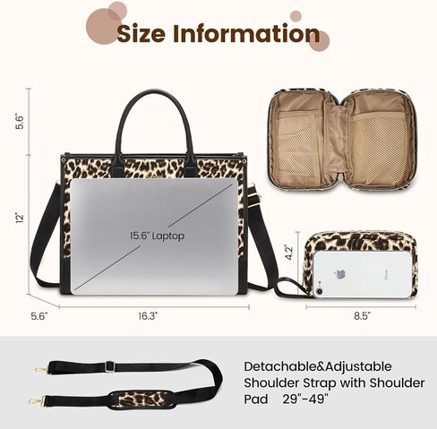 LOVEVOOK Laptop Bag for Women 15.6 inch Canvas Laptop Tote Bag， Large Professional Teacher Purse Lightweight Computer Bag Briefcase Business Office, White Brown in Saudi Arabia