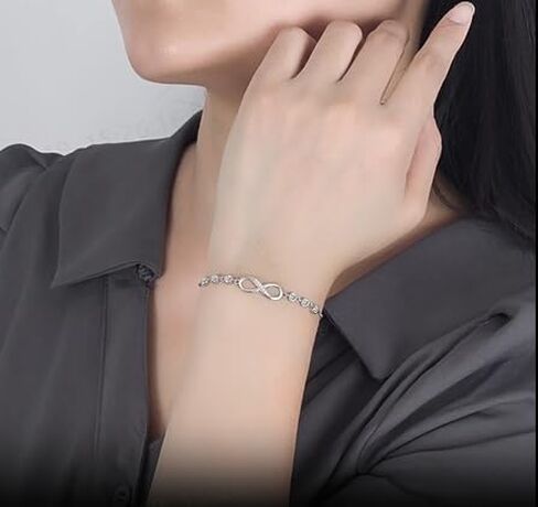 Infinity Bracelet for Women, 925 Sterling Silver with 14K Gold Plating, Adjustable Dainty Bracelet with Cubic Zirconia, Gift for Mom Wife Sister, Minimalist Jewelry in Saudi Arabia