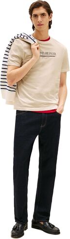 Tommy Hilfiger Men Men Short Sleeve Cotton Cotton Thirts مع شعار مطبوع in Kuwait