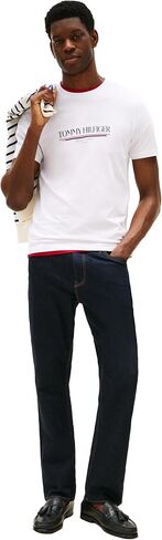 Tommy Hilfiger Men Men Short Sleeve Cotton Cotton Thirts مع شعار مطبوع in Kuwait
