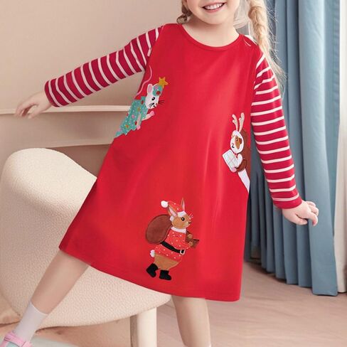 Girls Dresses for Winter Long Sleeve Toddler Girls Clothes Party Tulle Cotton Casual Dresses in Kuwait