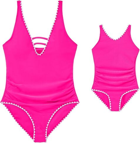 Iffei Mommy وأنا swimsuits v الرقبة بلوك كتلة البطن التحكم قطعة واحدة للسبع بدلة العائلة مطابقة ملابس السباحة على الشاطئ in Saudi Arabia