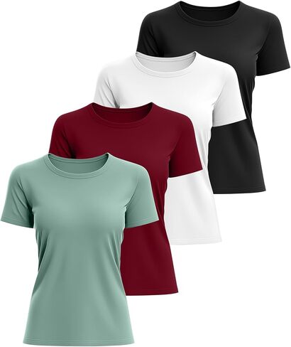 Neer 4 Pack Women's Crew Neck T Shirts Summer Short Sleeve Tops Basic Basic Tops Lourd in Saudi Arabia