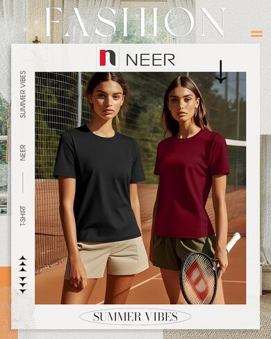 Neer 4 Pack Women's Crew Neck T Shirts Summer Short Sleeve Tops Basic Basic Tops Lourd in Saudi Arabia