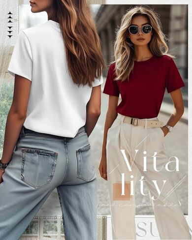 Neer 4 Pack Women's Crew Neck T Shirts Summer Short Sleeve Tops Basic Basic Tops Lourd in Saudi Arabia