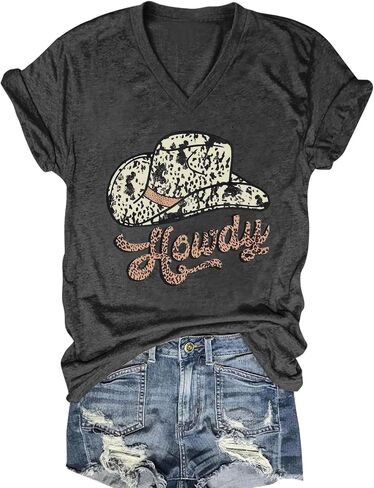 Vintage Flowers V Neck Shirt for Women Boho Floral Wildflowers Graphic Tee Casual Summer Vacation Beach Short Sleeve T Shirt in Kuwait