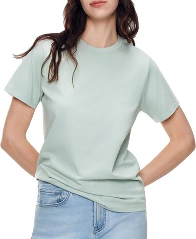 Women Short Sleeve T-Shirt Casual Blouse Cool Trendy Cotton Sorona Basic Top Summer Solid Color Outfits Clothes in Saudi Arabia