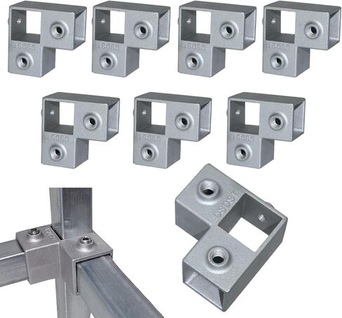 Square Tubing Connector Square Tube Fittings, One T 3 Way Connector,SiegYma 8Pcs Square Tube Fittings for Square Tubes for Square Railing Chain Fence Guardrail End Rails Clamps in Kuwait