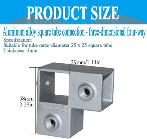 Square Tubing Connector Square Tube Fittings, One T 3 Way Connector,SiegYma 8Pcs Square Tube Fittings for Square Tubes for Square Railing Chain Fence Guardrail End Rails Clamps in Kuwait