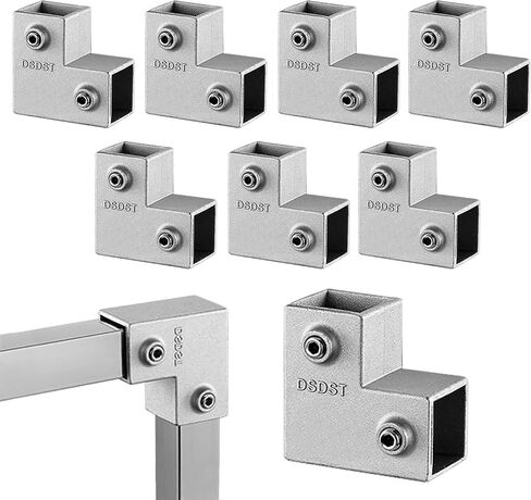 Square Tubing Connector Square Tube Fittings, One T 3 Way Connector,SiegYma 8Pcs Square Tube Fittings for Square Tubes for Square Railing Chain Fence Guardrail End Rails Clamps in Kuwait