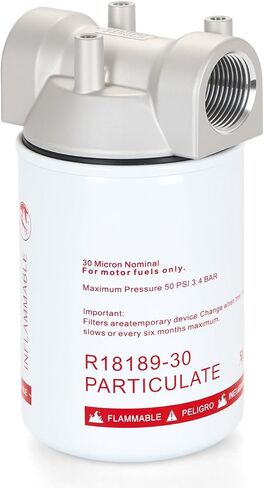 1 Inch NPT Fuel Tank Filter - R18189-30 High Flow Fuel Filter - 25 GPM 30 Micron Spin-on Particulate Filter - Compatible With Diesel Transfer Pump - Replaces# K82584 in Kuwait