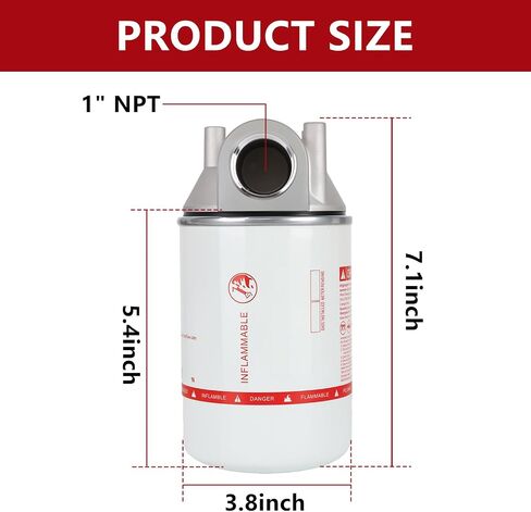 1 Inch NPT Fuel Tank Filter - R18189-30 High Flow Fuel Filter - 25 GPM 30 Micron Spin-on Particulate Filter - Compatible With Diesel Transfer Pump - Replaces# K82584 in Kuwait