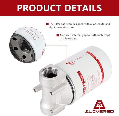 1 Inch NPT Fuel Tank Filter - R18189-30 High Flow Fuel Filter - 25 GPM 30 Micron Spin-on Particulate Filter - Compatible With Diesel Transfer Pump - Replaces# K82584 in Kuwait