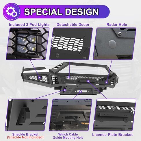 Nixon Offroad Real Lear Cofper for 2009-2018 Dodge RAM 1500 (بما في ذلك 2019-2024 RAM 1500 Classic) مصد خلفي من الفولاذ الثقيل مع الأضواء ذات الأضواء البودرة ، تصميم الخطوات الجانبية ، ثقب المستشعر in Saudi Arabia