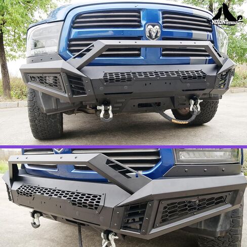 Nixon Offroad Real Lear Cofper for 2009-2018 Dodge RAM 1500 (بما في ذلك 2019-2024 RAM 1500 Classic) مصد خلفي من الفولاذ الثقيل مع الأضواء ذات الأضواء البودرة ، تصميم الخطوات الجانبية ، ثقب المستشعر in Saudi Arabia