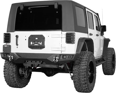 Hooke Road JK Rear Bumper for 2007-2018 Jeep Wrangler JK & Unlimited 2/4 Door, Aftermarket Steel Bumper w/License Plate Mount, D-Rings & 2" Hitch Receiver in Saudi Arabia