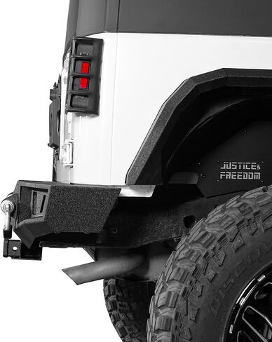 Hooke Road JK Rear Bumper for 2007-2018 Jeep Wrangler JK & Unlimited 2/4 Door, Aftermarket Steel Bumper w/License Plate Mount, D-Rings & 2" Hitch Receiver in Saudi Arabia