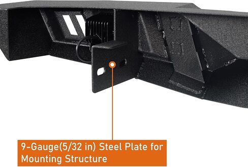 Hooke Road JK Rear Bumper for 2007-2018 Jeep Wrangler JK & Unlimited 2/4 Door, Aftermarket Steel Bumper w/License Plate Mount, D-Rings & 2" Hitch Receiver in Saudi Arabia