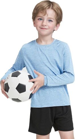 4 Pack Boys&Girls Athletic Quick Dry Long Sleeve Kids Performance Activewear T-Shirt for Youth in Kuwait