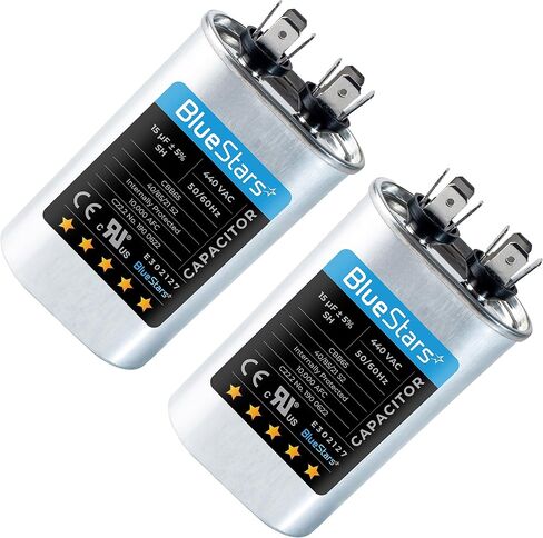 70+7.5 MFD uf 370 or 440 Volt VAC Round Dual Run Capacitor by BlueStars - Compatible for Air Conditioner or Heat Pump Condenser - Pack of 2 in Saudi Arabia