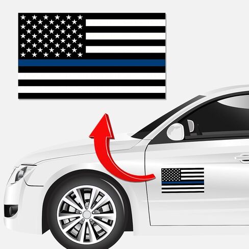 Magnet Me Up Thin Blue Line American Flag Decals, 2 Pack, 4x6 Inch, Black and Blue, Premium Automotive Magnets for Car, Truck, SUV, Crafted with Pride in The USA to Honor Police and Law Enforcement in Saudi Arabia