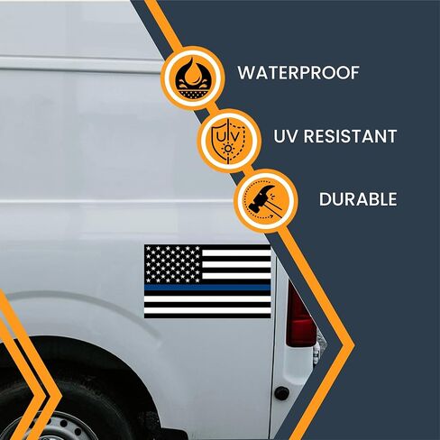 Magnet Me Up Thin Blue Line American Flag Decals, 2 Pack, 4x6 Inch, Black and Blue, Premium Automotive Magnets for Car, Truck, SUV, Crafted with Pride in The USA to Honor Police and Law Enforcement in Saudi Arabia