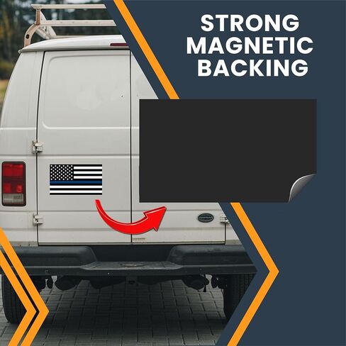 Magnet Me Up Thin Blue Line American Flag Decals, 2 Pack, 4x6 Inch, Black and Blue, Premium Automotive Magnets for Car, Truck, SUV, Crafted with Pride in The USA to Honor Police and Law Enforcement in Saudi Arabia