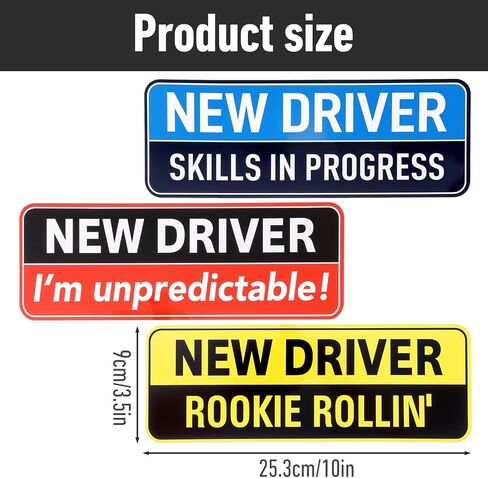 3Pcs Magnetic Car Stickers, Student Driver Magnet for Car Safety Sign Car New Car Driver Stickers Supplies Removable Novice Driver Safety Attention Sign Bumper Stickers Car Accessories in Saudi Arabia