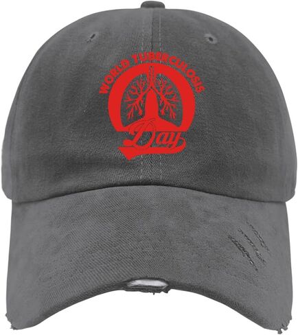 World Tuberculosis Day Hats for Mens Washed Distressed Baseball Caps Low Washed Dad Hats Quick Dry Dark Grey in Saudi Arabia