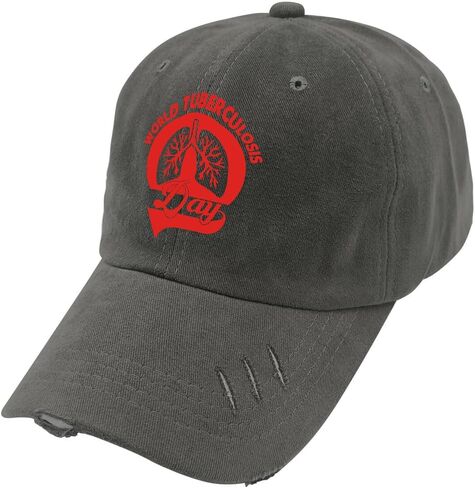 World Tuberculosis Day Hats for Mens Washed Distressed Baseball Caps Low Washed Dad Hats Quick Dry Dark Grey in Saudi Arabia