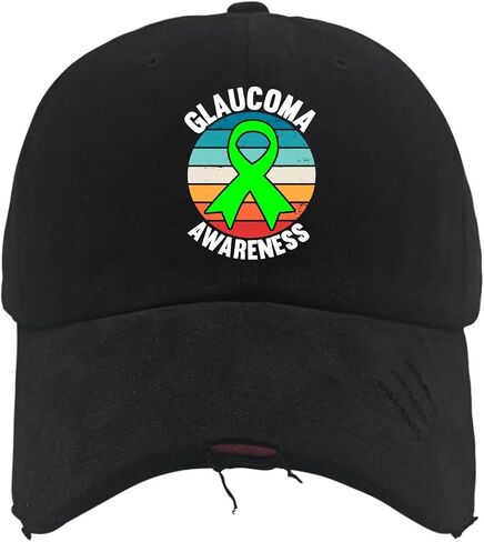 Glaucoma Awareness Hat for Men Washed Distressed Baseball Cap Aesthetic Washed Running Hat Fitted in Saudi Arabia