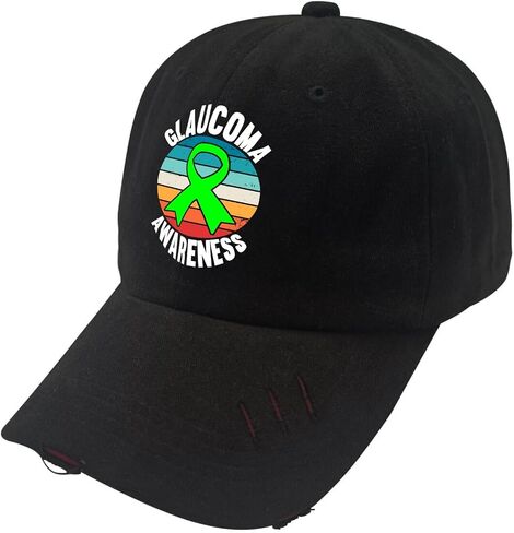 Glaucoma Awareness Hat for Men Washed Distressed Baseball Cap Aesthetic Washed Running Hat Fitted in Saudi Arabia