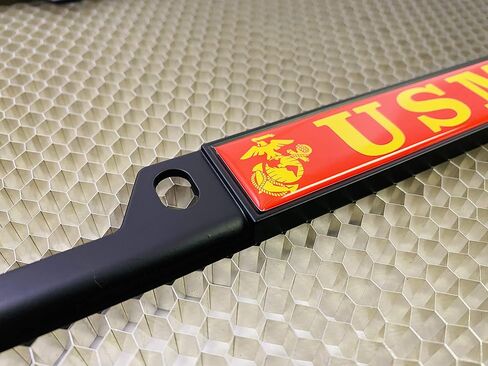 [Officially Licensed US Marine Corps Product] - USMC Semper Fidelis - Domed Custom-Made Personalized Narrow (Thin) Top 4 Hole Metal Car License Plate Frame with Free caps - Black (Qty: 1 Frame) in Saudi Arabia
