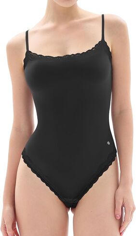 Popilush Lace Body Suits Women - Spaghetti Strap Tank Top Square Neck Camisole Cute Out Tops Bodysuit Concert in Saudi Arabia
