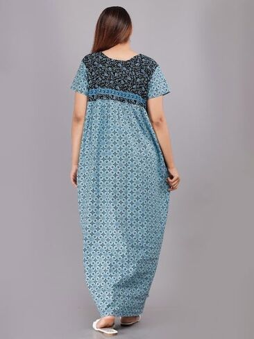 Womens Nightgown Cotton Sleepwear Nightshirt Short Sleeve Print Sleepshirt Sleepdress plus size Maxi Nighty Dress (Black&light_Pink, Standard) in Saudi Arabia
