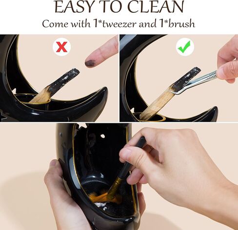 ZenBless Waterfall Incense Holder Sage and Palo Santo Burner for Burning,Wizard Hat Shape Ceramic Ash Catcher Tray for Halloween Decor Meditation Yoga Room in Kuwait