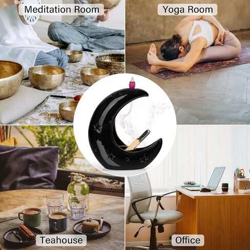 ZenBless Waterfall Incense Holder Sage and Palo Santo Burner for Burning,Wizard Hat Shape Ceramic Ash Catcher Tray for Halloween Decor Meditation Yoga Room in Kuwait