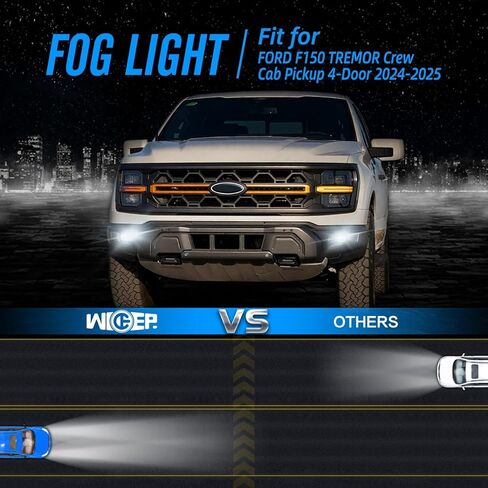 Fog Light Assemblies For F150 2009-2014 Ford, Upgrade Replacement Fog Lamp Assembly Kit, 200% Brighter than Original Assembly, 3000K Yellow IP67 DC 12V 2Pcs, FL3Z-15200-A in Kuwait