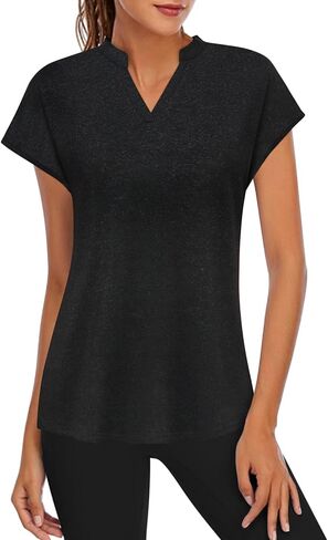 MISS FORTUNE Women's Golf Shirts Workout Tops Polo Short Sleeve V Neck Moisture Wicking Tennis Athletic Clothes in Kuwait