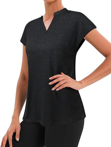 MISS FORTUNE Women's Golf Shirts Workout Tops Polo Short Sleeve V Neck Moisture Wicking Tennis Athletic Clothes in Kuwait
