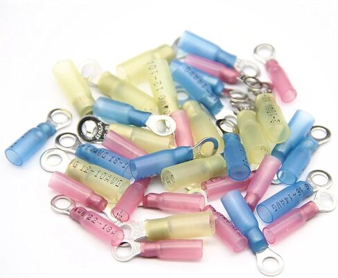 120-Pack Marine Grade Heat Shrink Ring Connectors - Heat Shrink Wire Connectors Tinned Copper Insulated Ring Crimp Terminals in Saudi Arabia