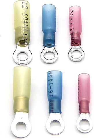120-Pack Marine Grade Heat Shrink Ring Connectors - Heat Shrink Wire Connectors Tinned Copper Insulated Ring Crimp Terminals in Saudi Arabia